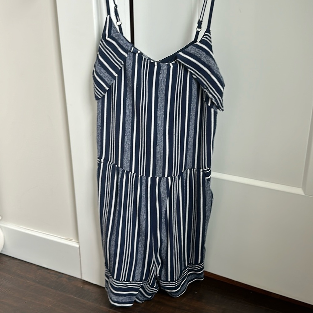 The Loft navy striped romper